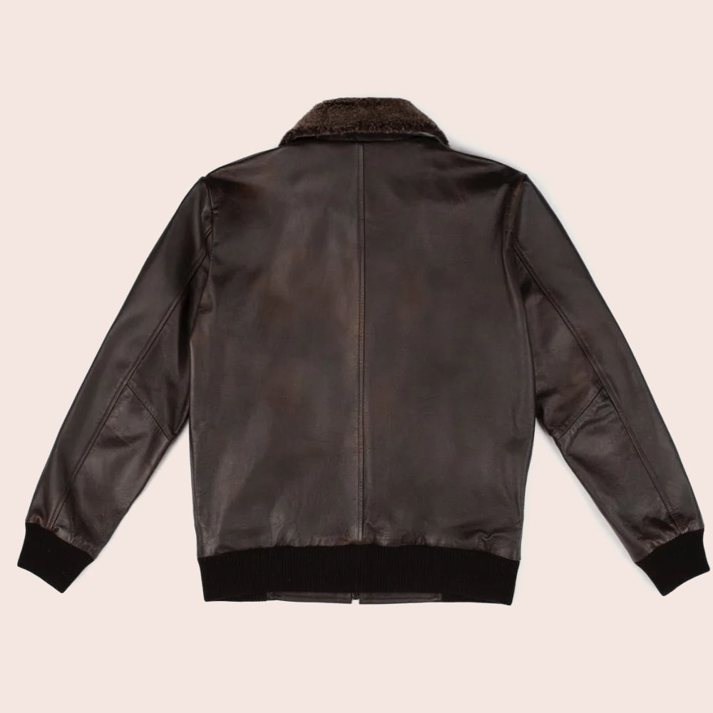 Men G-1 Flight Iconic Brown Leather Bomber Jacket 