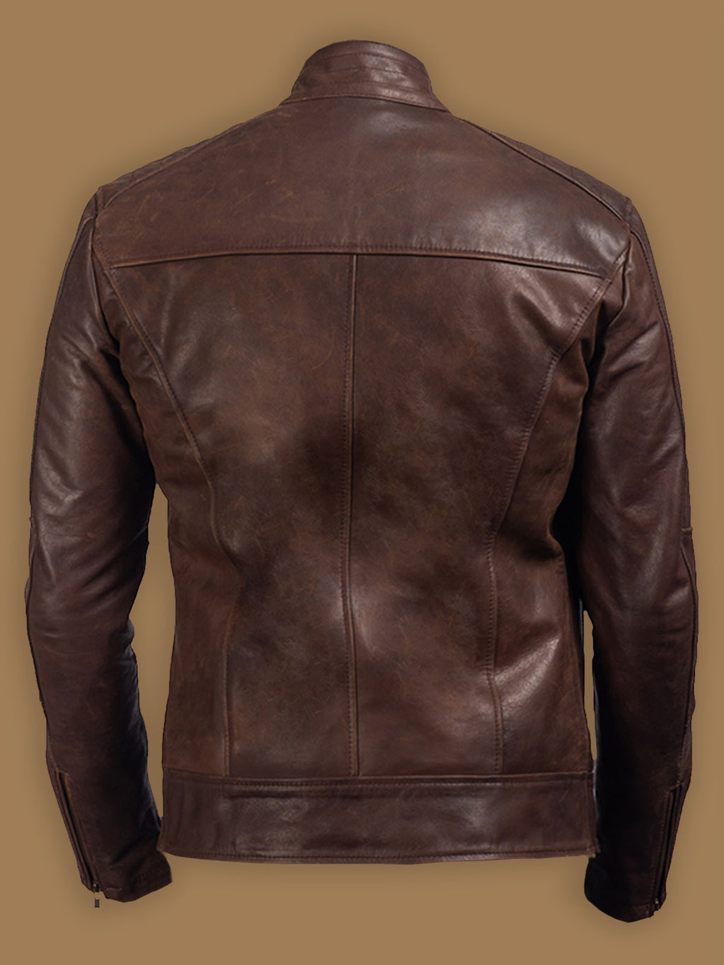 Men Polish Brown Leather Jacket - Shearling leather