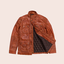 Load image into Gallery viewer, Men Pure Fine Grain Lambskin Brown Leather Field Jacket
