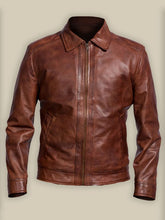 Load image into Gallery viewer, Men Reddish Brown Leather Jacket - Shearling leather
