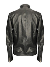 Load image into Gallery viewer, Men Shinny Jet Black Leather Jacket - Shearling leather
