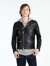 Load image into Gallery viewer, Men Stylish Biker Leather Jacket - Shearling leather
