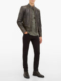 Men Stylish Brown Leather Jacket - Shearling leather