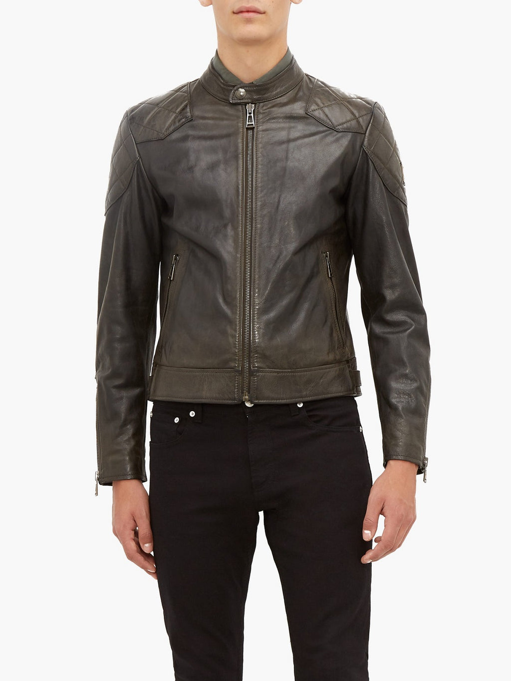 Men Stylish Brown Leather Jacket - Shearling leather