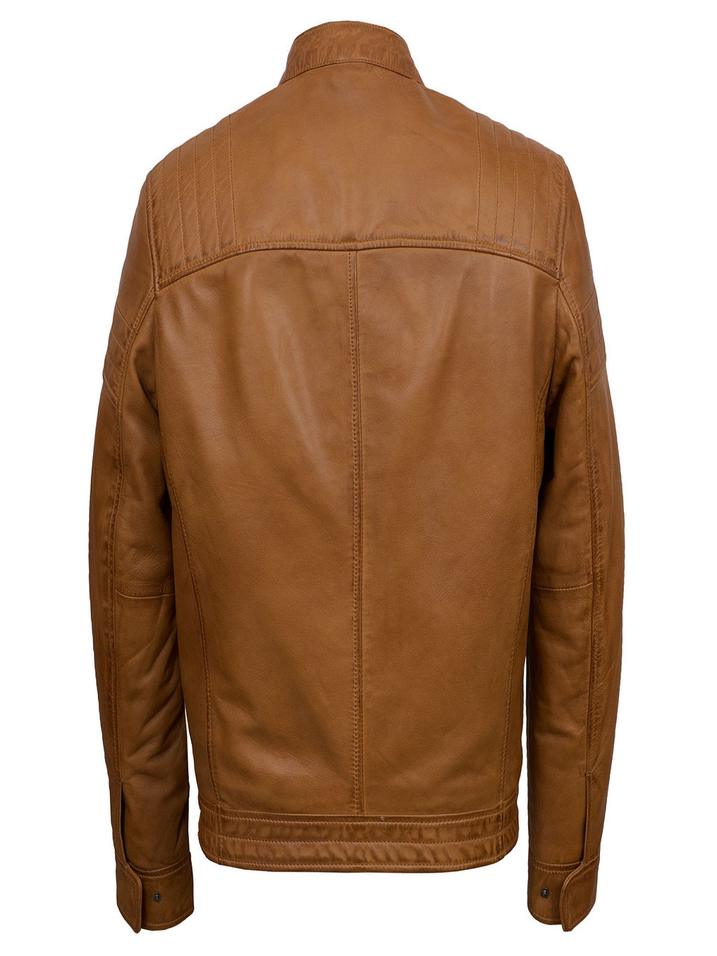Men Tan Brown Biker Jacket - Shearling leather