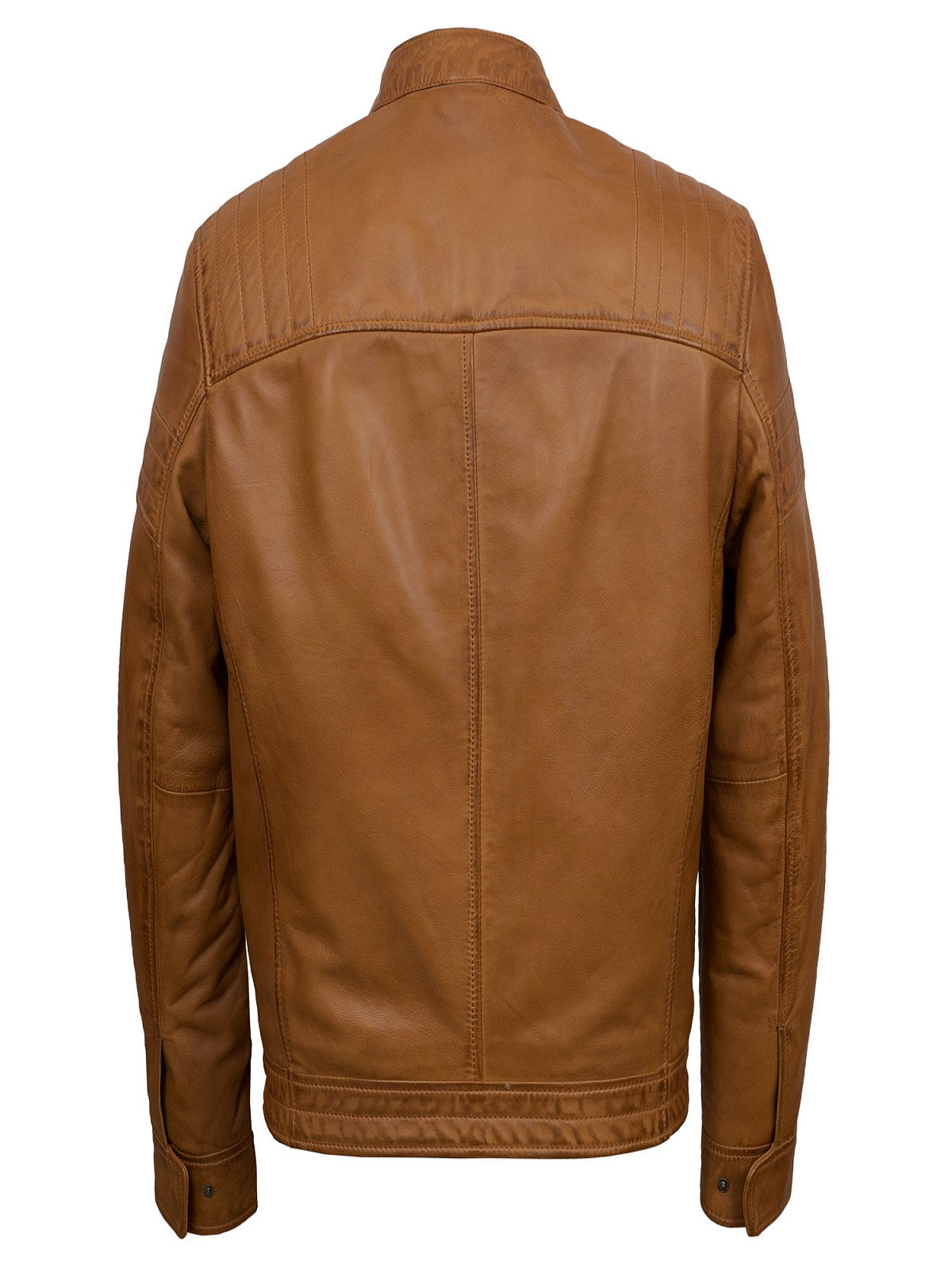 Men Tan Brown Biker Jacket - Shearling leather