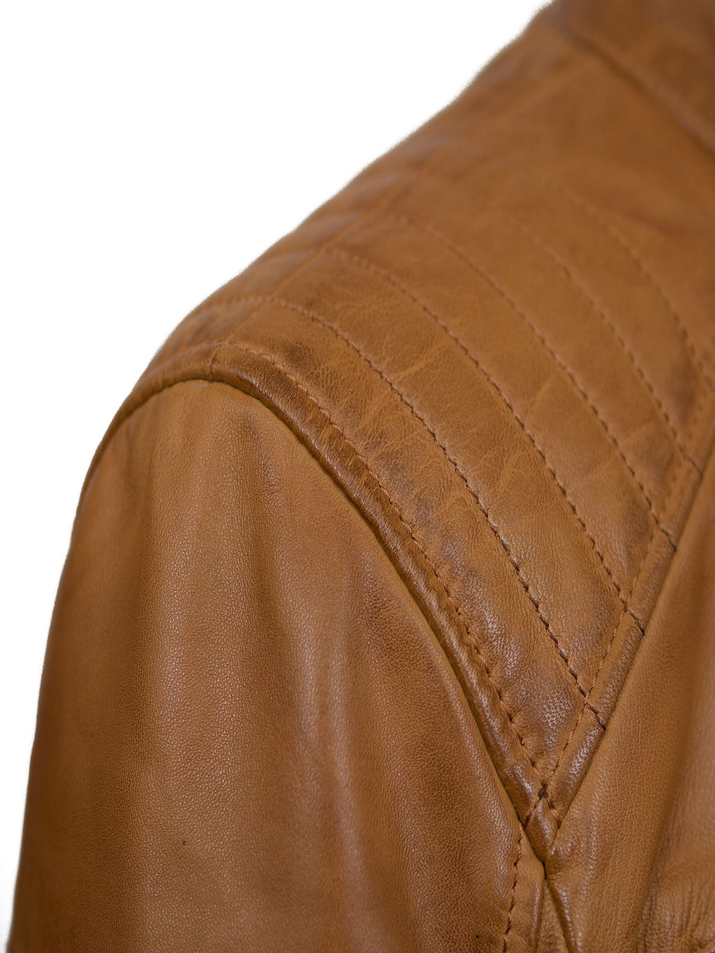 Men Tan Brown Biker Jacket - Shearling leather