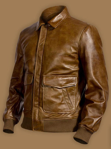 Men Traditional Brown Leather Jacket - Shearling leather