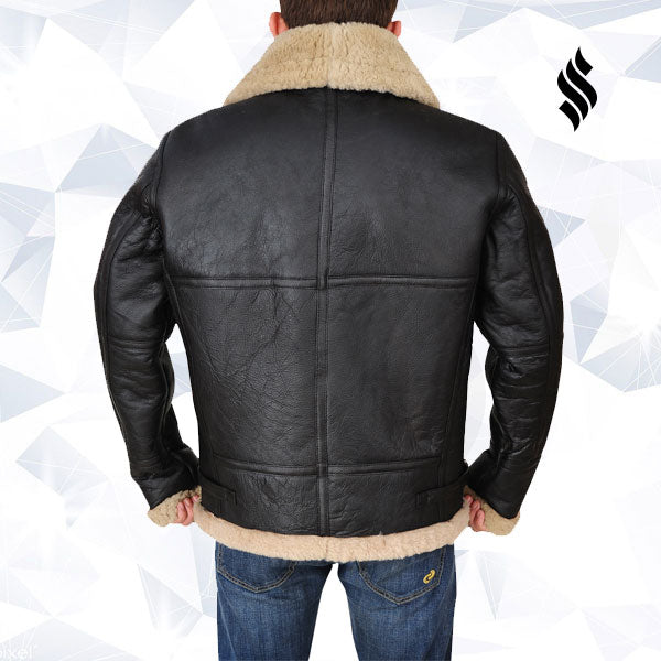 Men’s Black B3 Bomber Sheepskin Jacket - Shearling leather