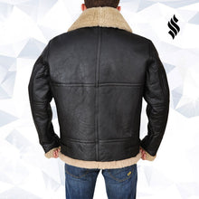 Load image into Gallery viewer, Men’s Black B3 Bomber Sheepskin Jacket - Shearling leather
