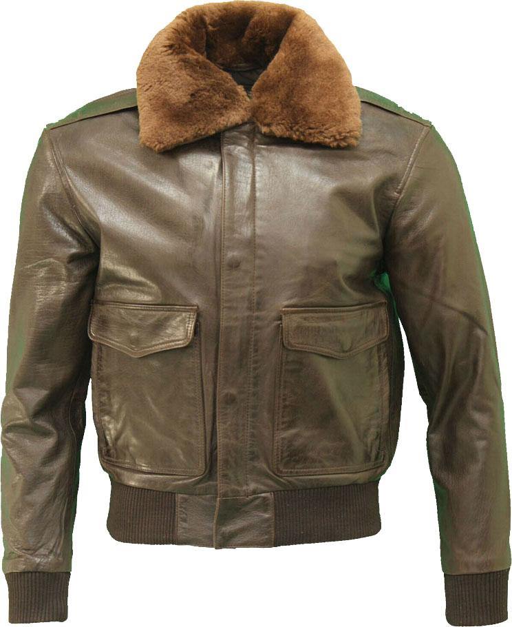 American Style A2 Flying Pilot Leather Bomber Jacket - Shearling leather
