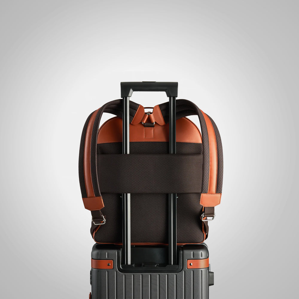 Men's Brown Italian Leather Travel Backpack
