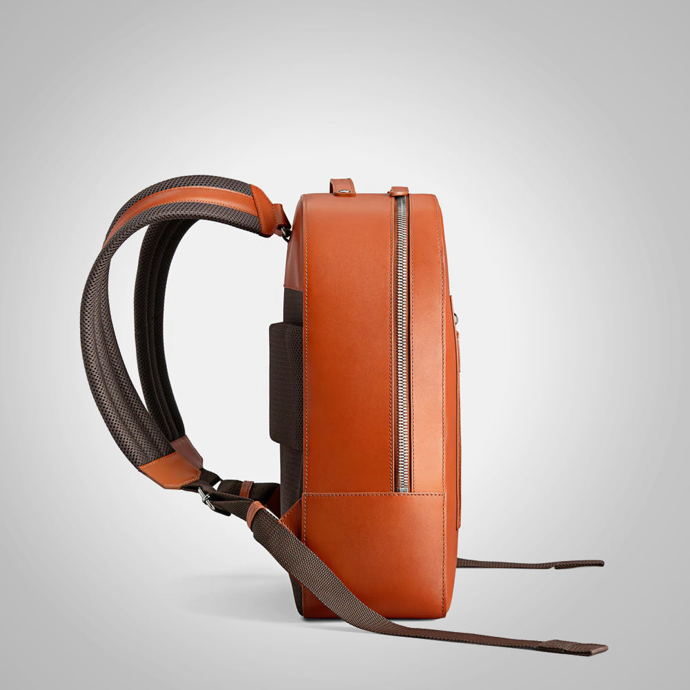 Men's Brown Italian Leather Travel Backpack