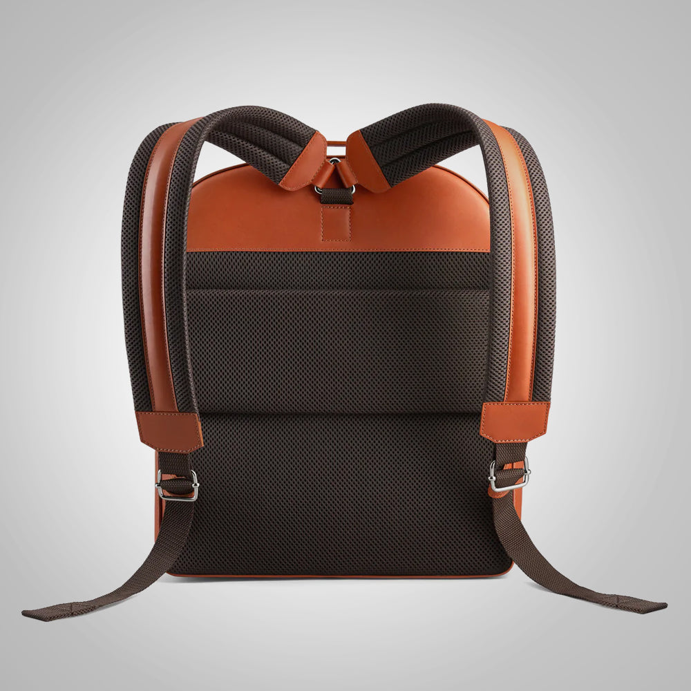 Men's Brown Italian Leather Travel Backpack