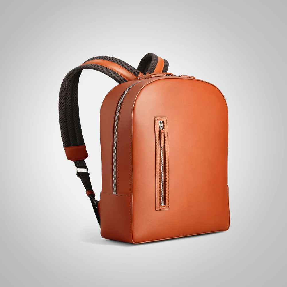 Men's Brown Italian Leather Travel Backpack