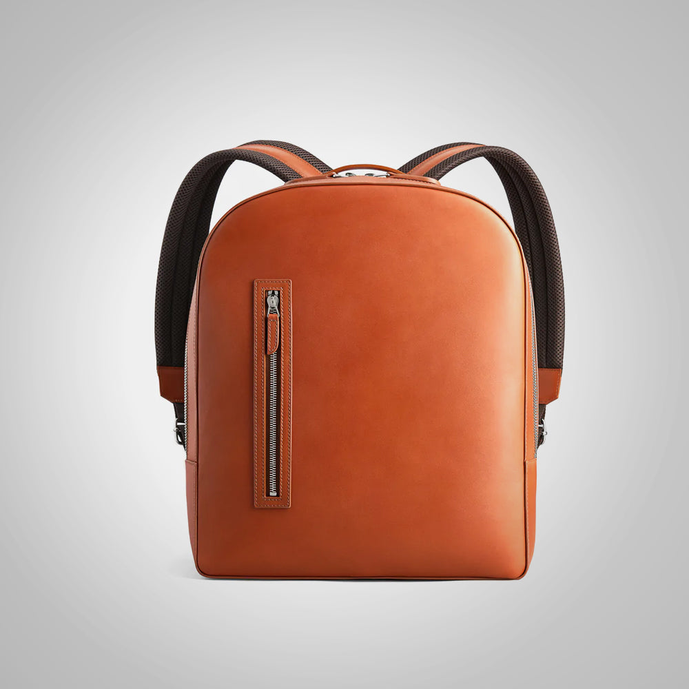 Men's Brown Italian Leather Travel Backpack