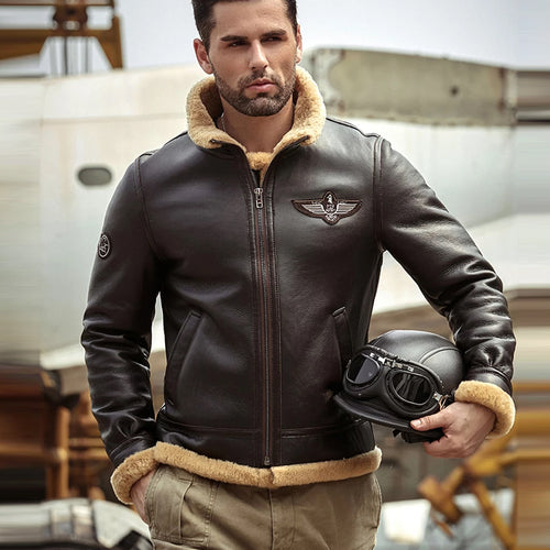 Leather sheepskin outlet jacket