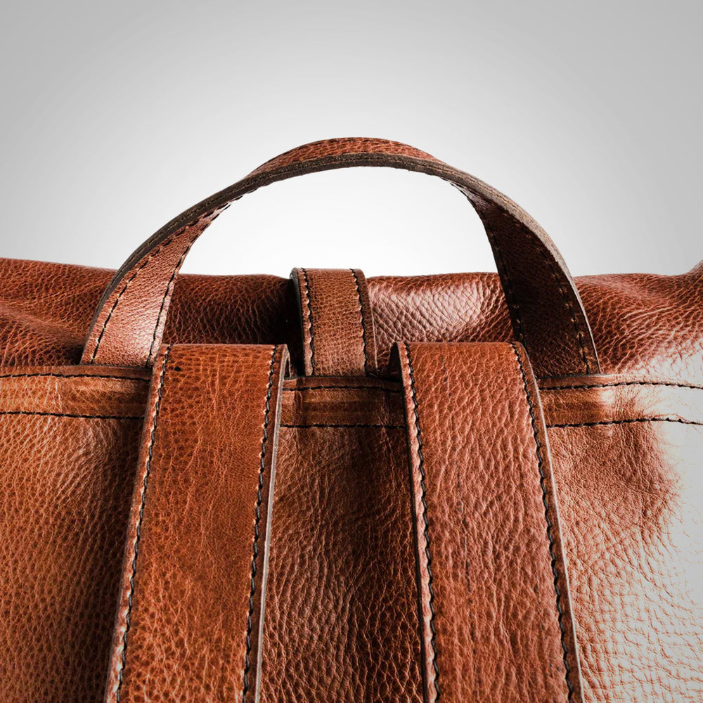 Men's Brown Sheepskin Leather Backpack