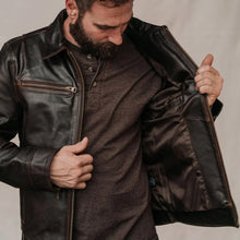 Load image into Gallery viewer, Men&#39;s Classic Brown Flight Leather Jacket
