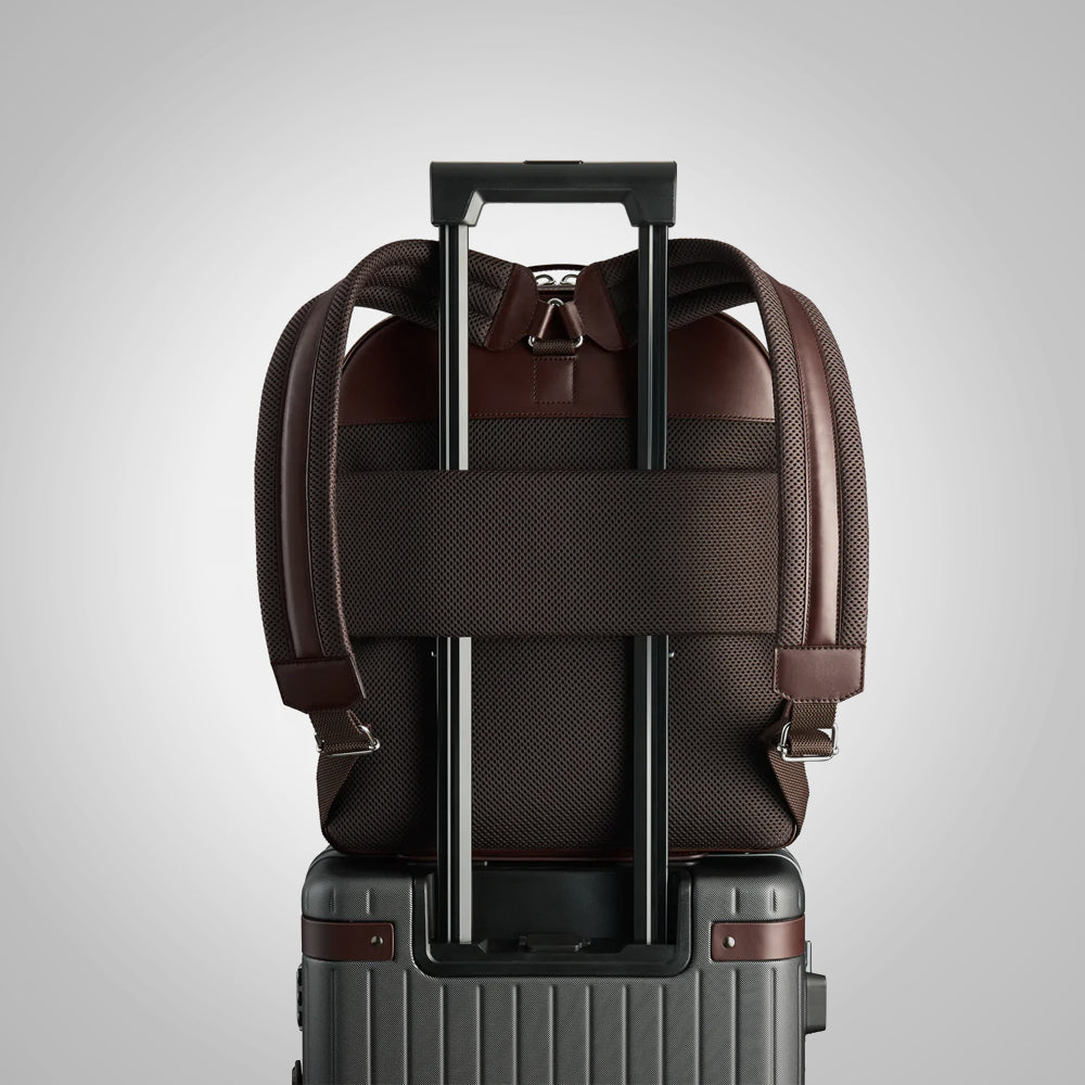 Men's Dark Brown Italian Leather Travel Backpack