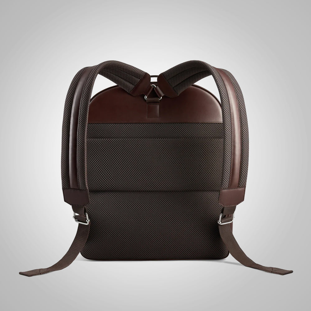 Men's Dark Brown Italian Leather Travel Backpack