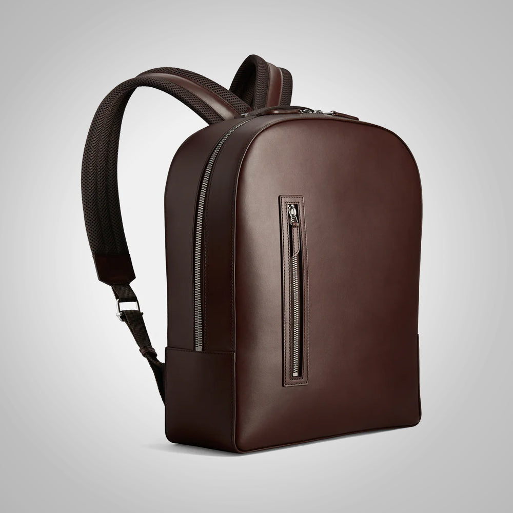 Men's Dark Brown Italian Leather Travel Backpack