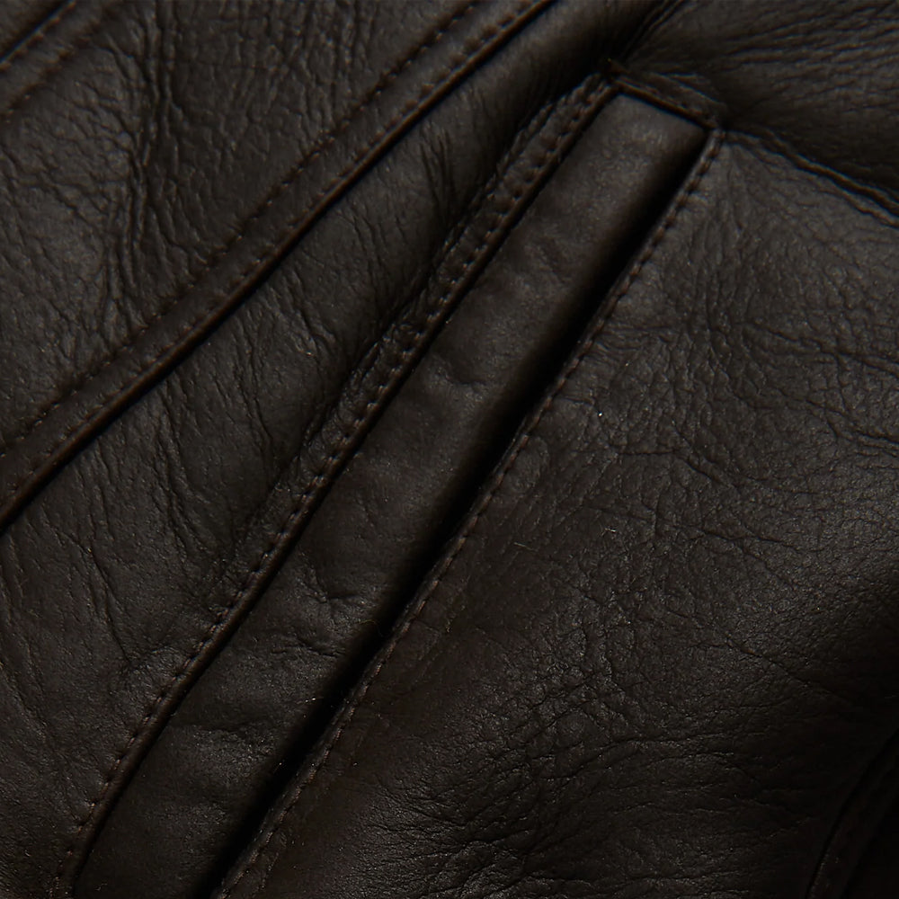 Men's Dark Brown Sheepskin Flying Plain Trucker Jacket