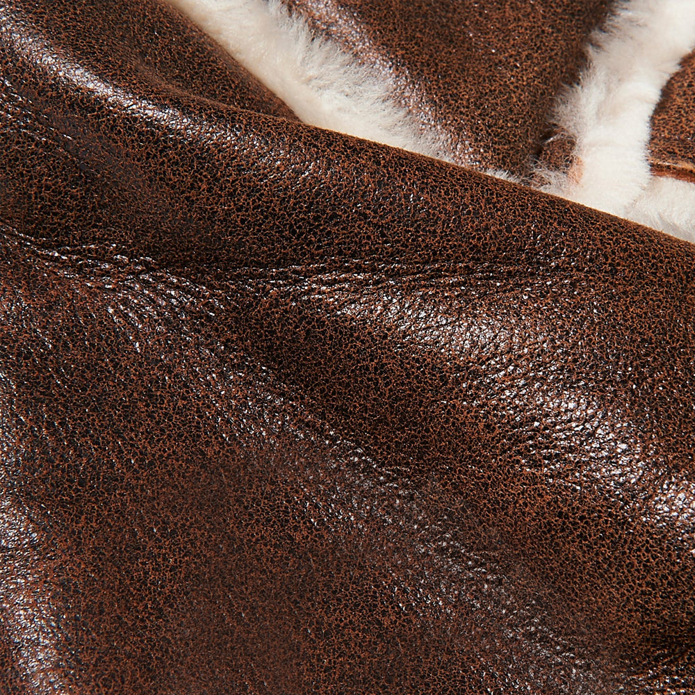 Men's Distressed Brown Sheepskin Flying Trucker Jacket