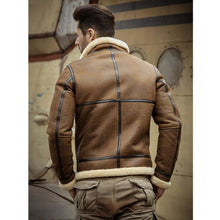 Load image into Gallery viewer, Men&#39;s RAF Aviator Airforce Sheepskin Shearling Aviator Leather Jacket
