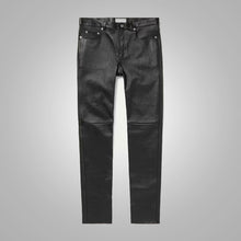 Load image into Gallery viewer, Men's Black Slim Fit Leather Pants
