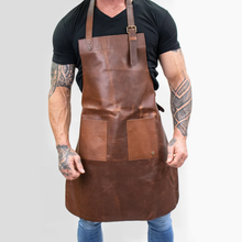 Load image into Gallery viewer, Men's Brown Genuine Leather Apron
