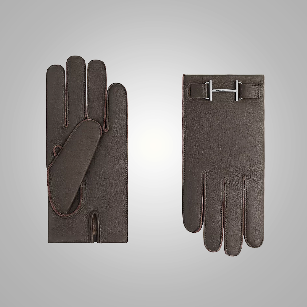 Men's Brown Sheepskin Leather Gloves