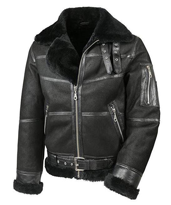 Mens Aviator B16 Sheepskin Shearling Jacket - Shearling leather