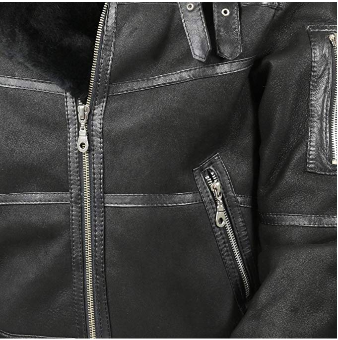 Mens Aviator B16 Sheepskin Shearling Jacket - Shearling leather