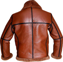 Load image into Gallery viewer, Mens Aviator Bomber Leather Jacket With Fur - Shearling leather
