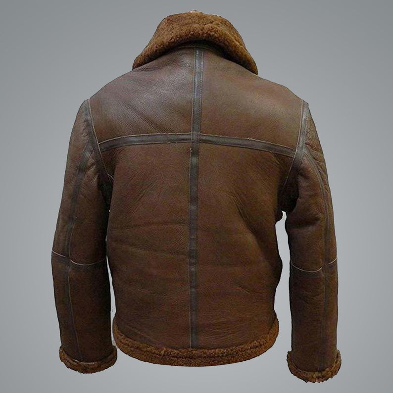 Mens B3 Aviator RAF Shearling Flight Bomber Jacket - Shearling leather