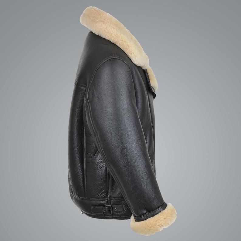 Mens B3 Flying Cockpit Aviator Shearling Jacket - Shearling leather