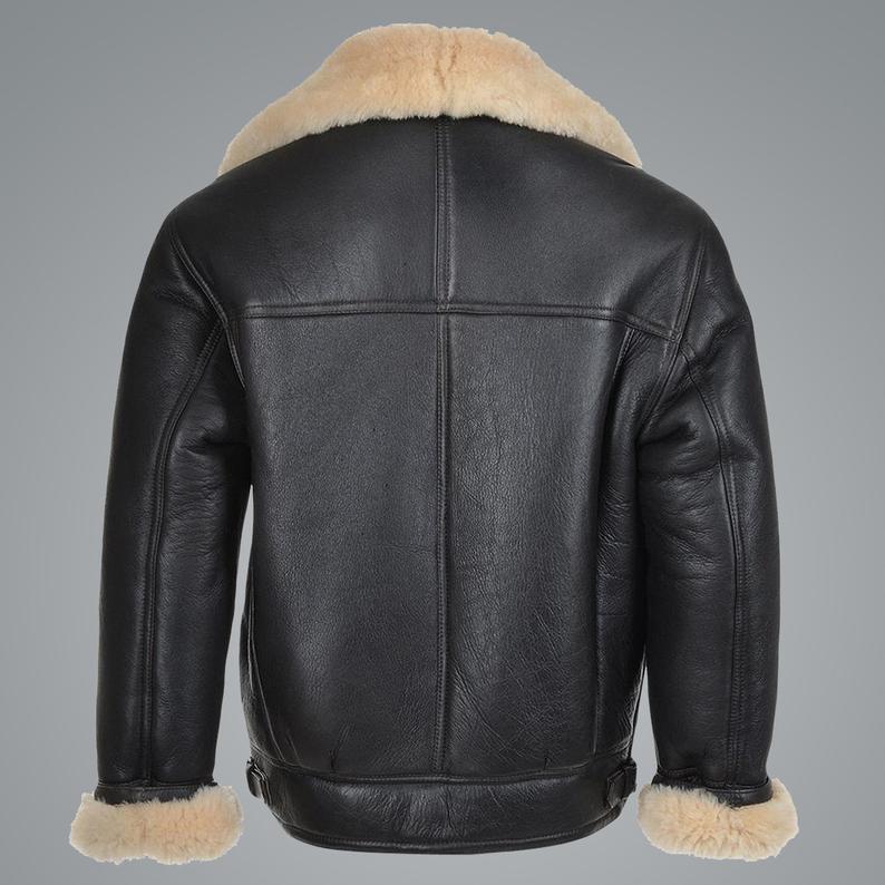 Mens B3 Flying Cockpit Aviator Shearling Jacket - Shearling leather