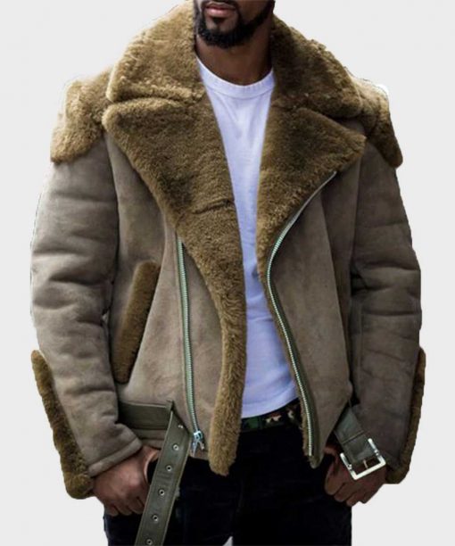 Mens Casual Sheepskin Shearling Jacket - Shearling leather