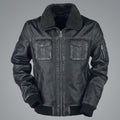 Mens Bike Racer Black Leather Jacket - Shearling leather