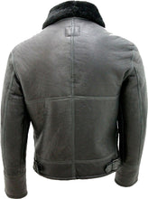 Load image into Gallery viewer, Mens Black Air Force Real Leather Jacket With Fur - Shearling leather
