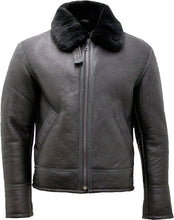 Load image into Gallery viewer, Mens Black Air Force Real Leather Jacket With Fur - Shearling leather
