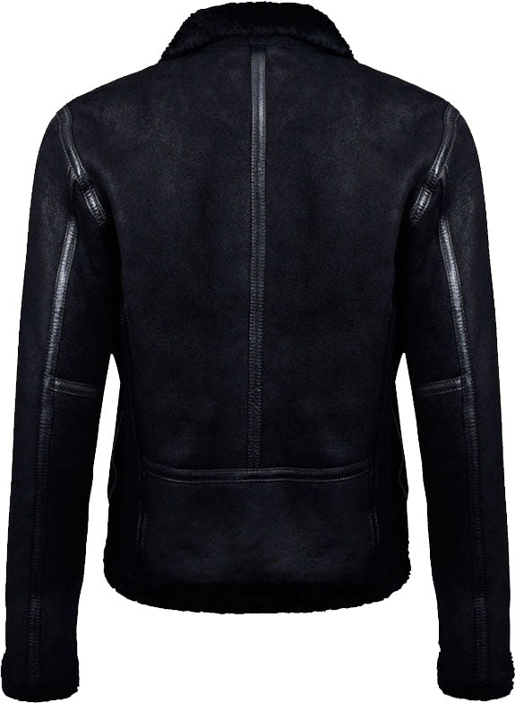 Mens Black Biker Leather Jacket | Black Fur Jacket | Motorbike Jackets