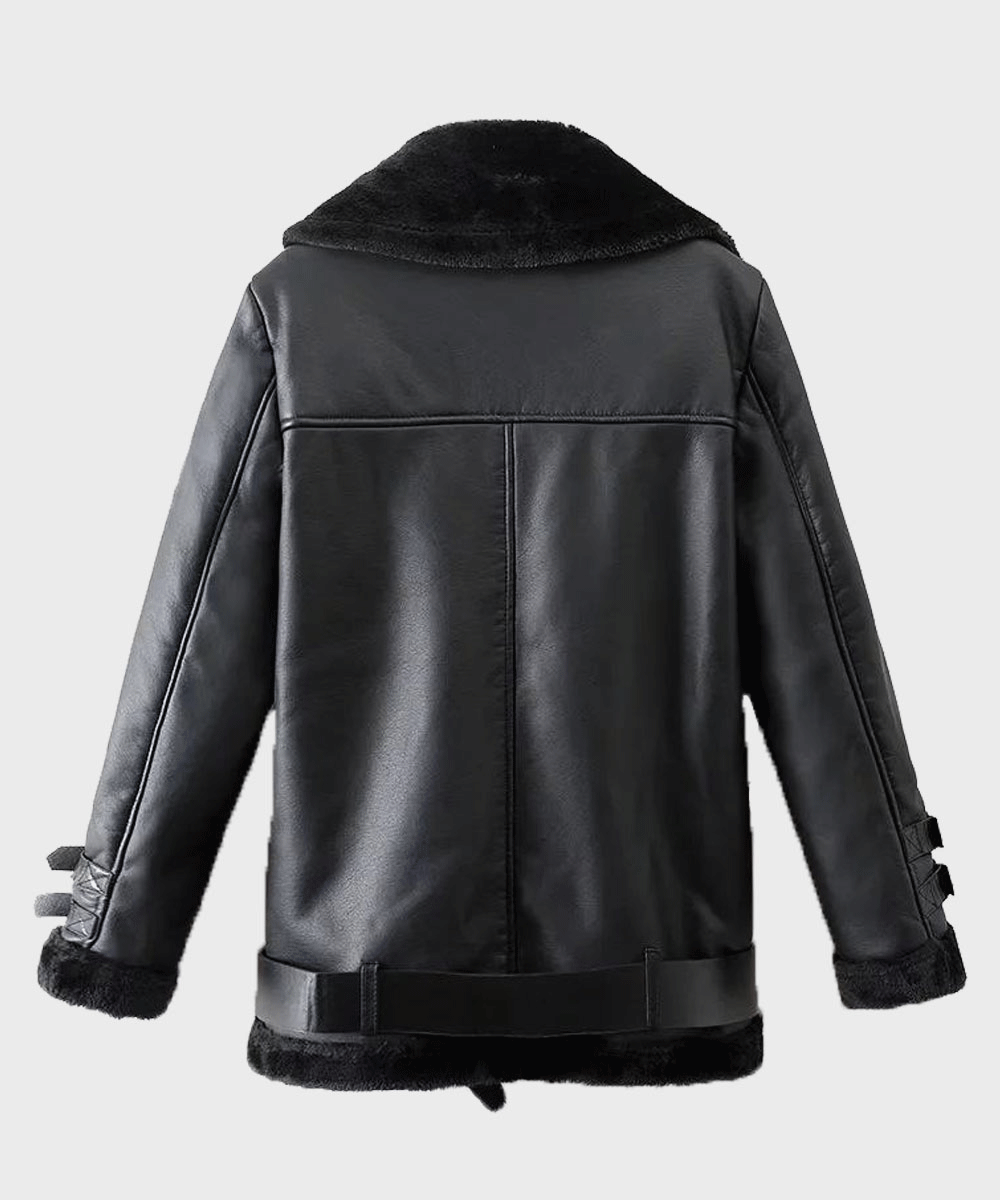 Mens Black Shearling Winter Leather Jacket | Shearling Leather Jacket