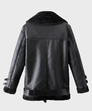 Load image into Gallery viewer, Mens Black Shearling Winter Leather Jacket | Shearling Leather Jacket
