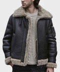Mens Black Sheepskin Shearling Jacket - Shearling leather
