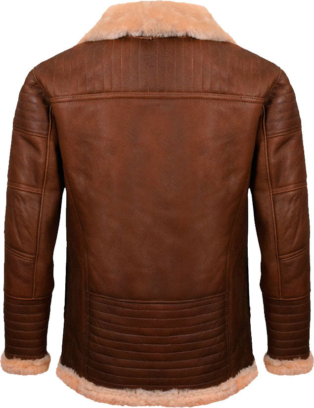 Mens Brown Nappa Leather Jacket With Fur - Shearling leather