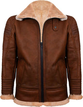 Load image into Gallery viewer, Mens Brown Nappa Leather Jacket With Fur - Shearling leather
