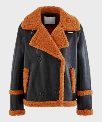 Mens Black Sheepskin Leather Shearling Jacket for Winter Collection