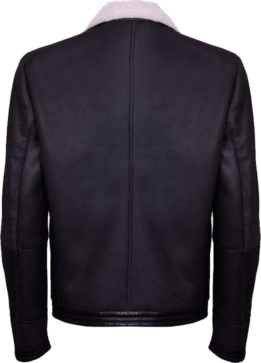 Mens Brown Soft Aviator Leather Jacket With Fur - Shearling leather